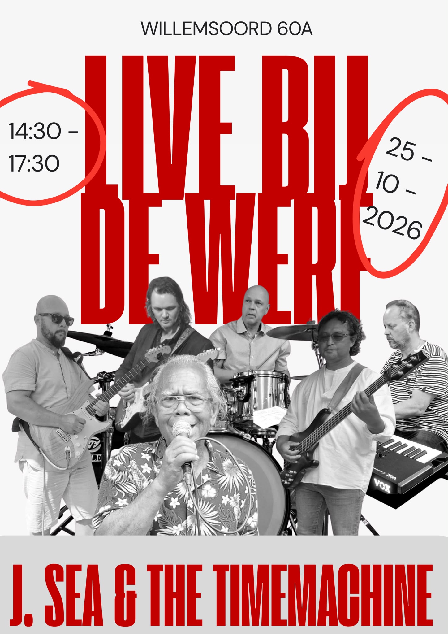 Poster J. Sea & The Timemachine live bij De Werf op 25 oktober 2026